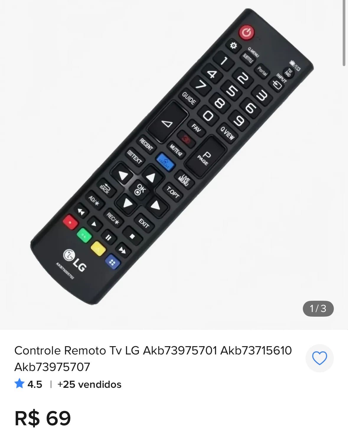 Controle remoto para TV LG Smart - 1