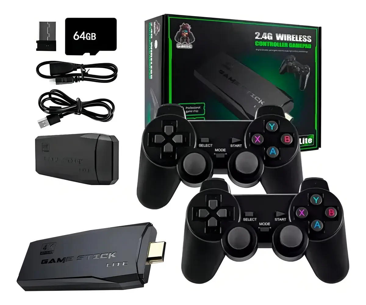 Video Game Adaptador 4k Hdmi 2 Controles Stick + 20mil Jogos - Duxecom - 1