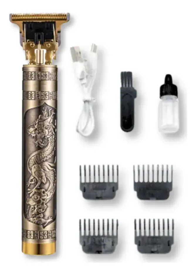 Maquina Acabamento Recarregável Dragão Cabelo Barba Sem Fio Cor Dourado-escuroMaquina Acabamento Recarregável Dragão Cab - 3