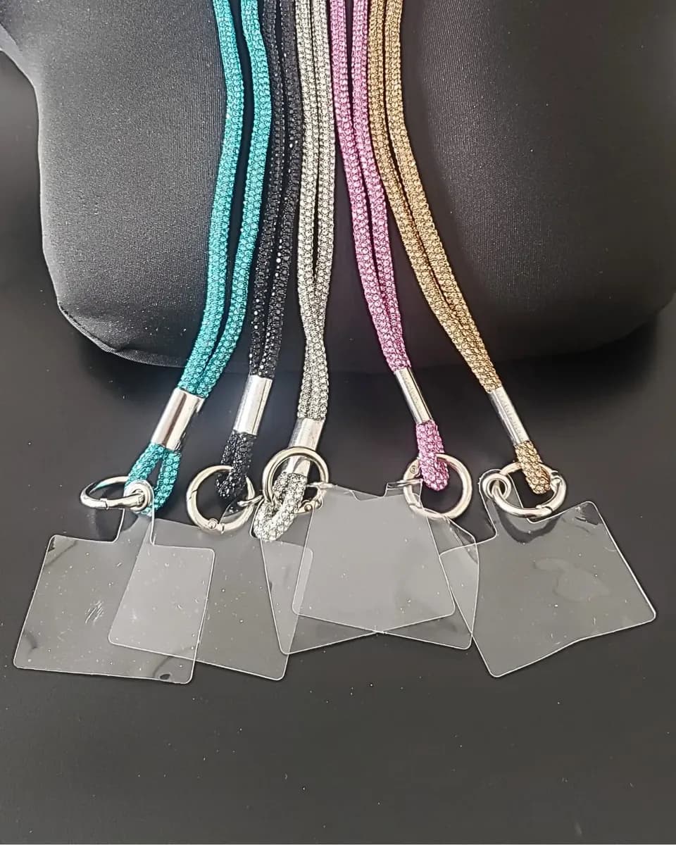 Alça Cordão Ajustável Para Celular Com Brilho Strass 56cm- Cores Sortidas - 3