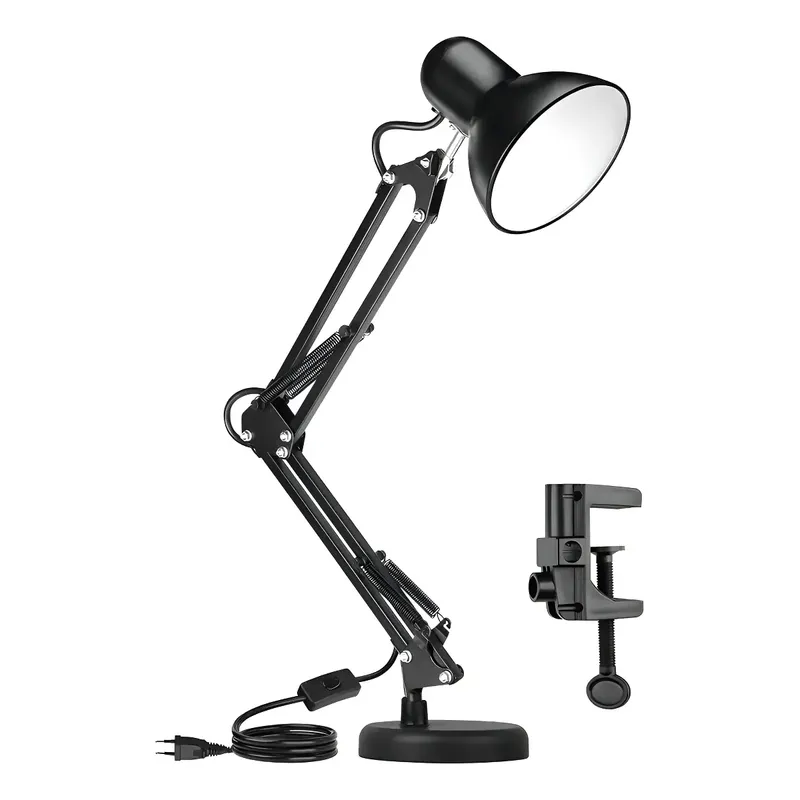 Luminária Mesa Abajur Quarto Articulável Com Garra E Base Cor Preto - Marca Camperluz - 2