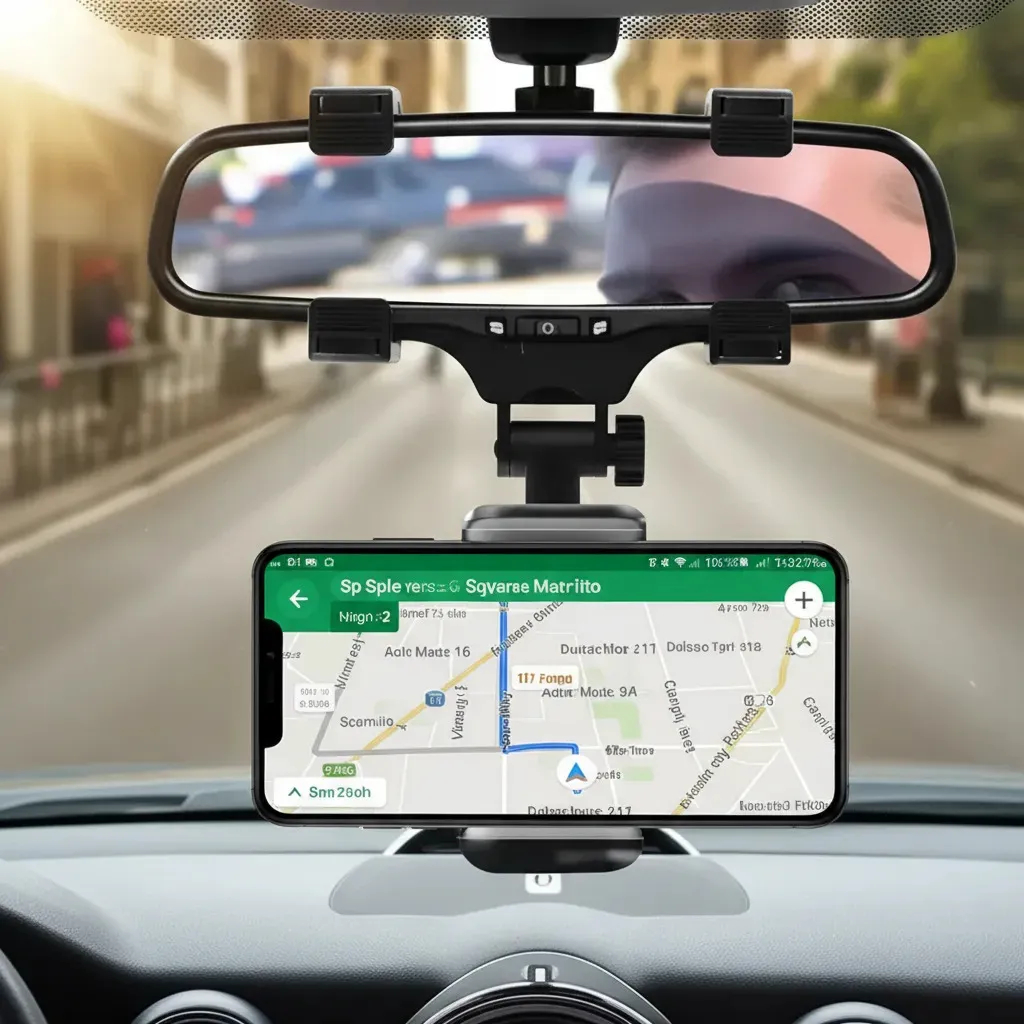 Suporte Celular Retrovisor Carro It-Blue Fixação Clipe Preto Espelho - 2