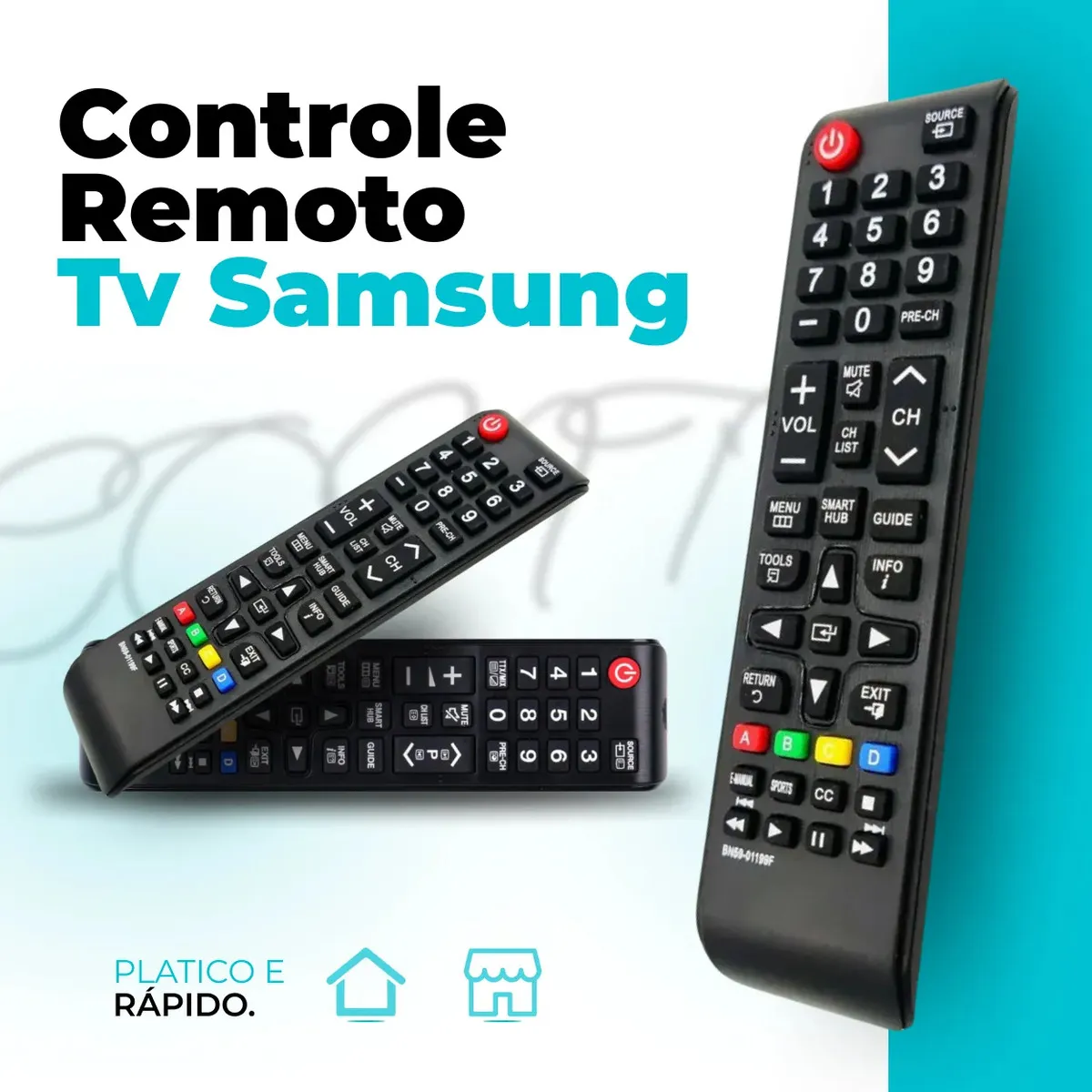 Controle Remoto Para Tv Samsung Led/lcd Com Botões Smart Hub E Futebol - 1