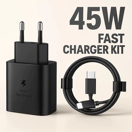 Carregador Turbo 45W rápido Carregue 3x Mais Rápido Cabo Tipo-C 1 Metro,Carregador para Android - 1