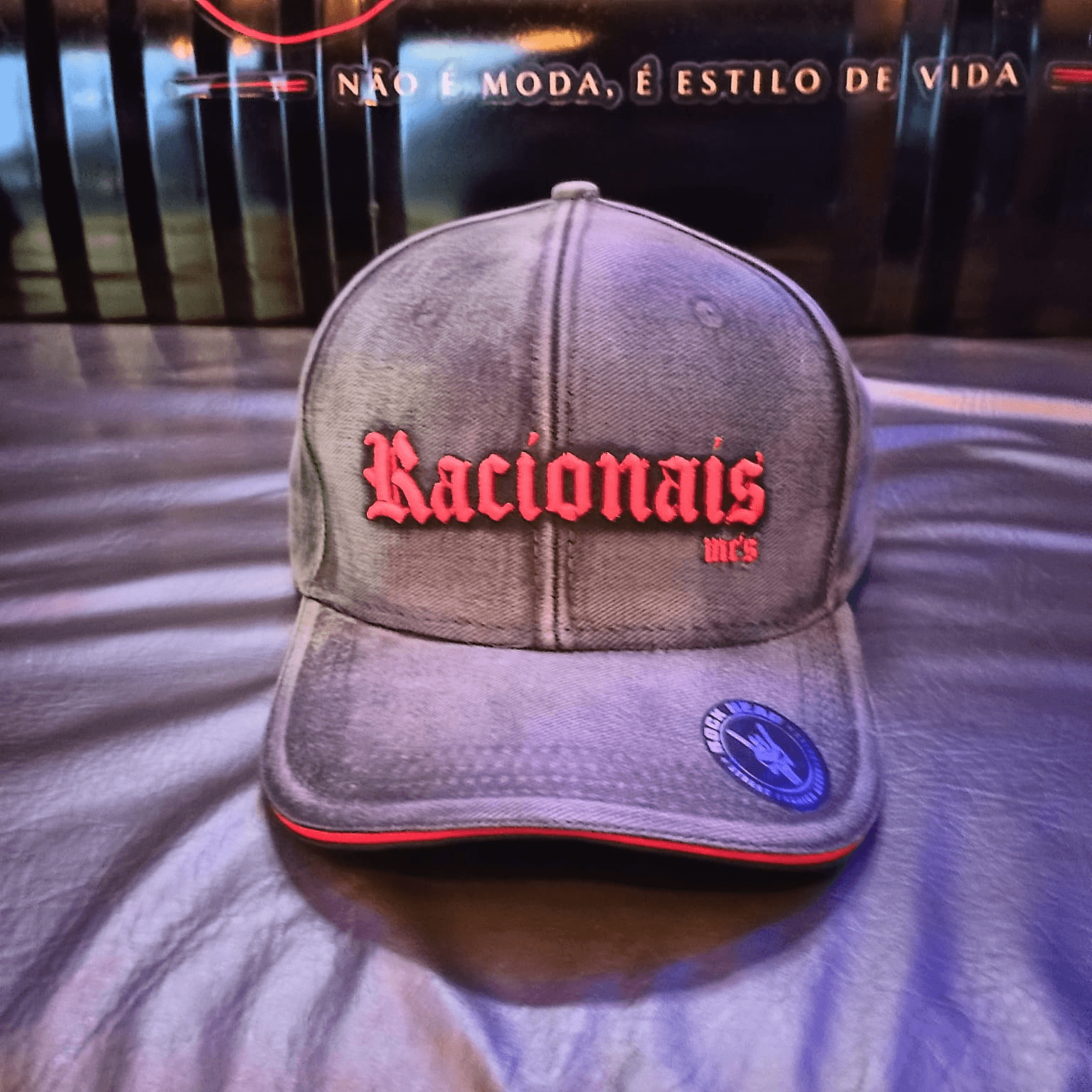 Boné Racionais - azul com bordado - 1