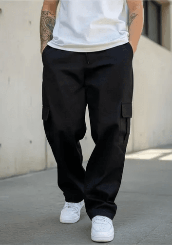 Calça Cargo Sarja ou jeans - Preta - 1