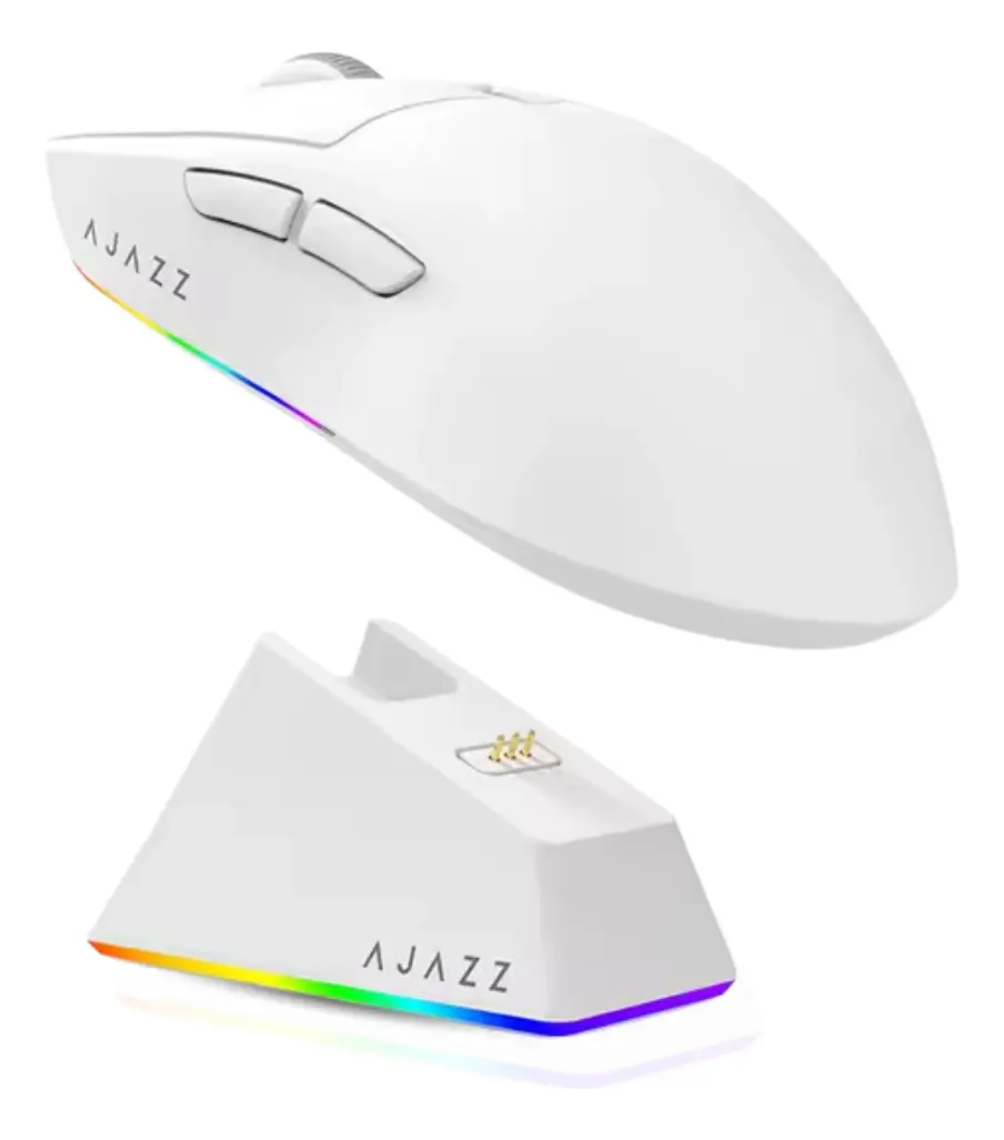 Mouse Gamer branco AJAZZ AJ139 V2 MC (com o dock) - 1