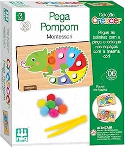 Nig Brinquedos Jogo Educativo Madeira Crescer Pega Pompom - 1