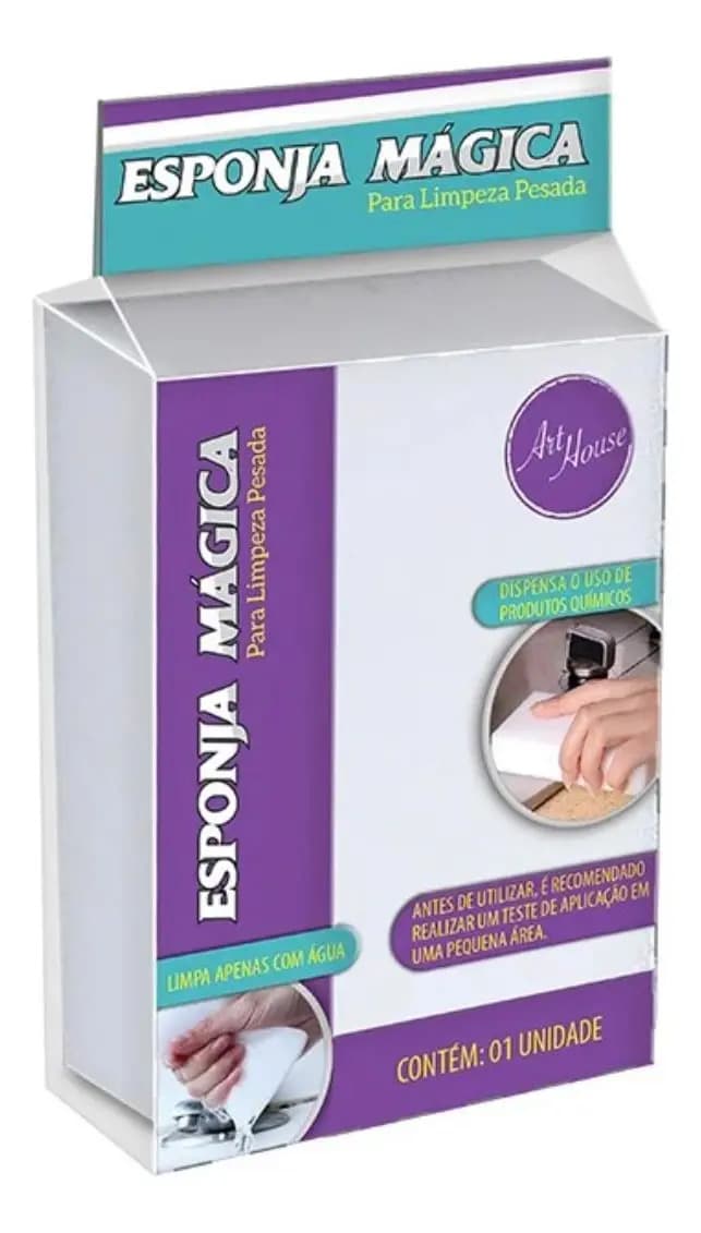Esponja Mágica Multiuso Art House Espuma Melamina Limpeza Sem Produtos Químicos Branco - 4