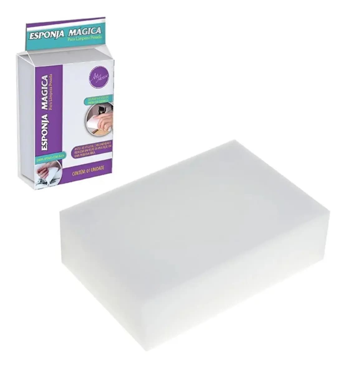 Esponja Mágica Multiuso Art House Espuma Melamina Limpeza Sem Produtos Químicos Branco - 5