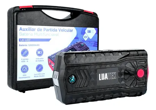 Auxiliar De Partida Veicular 12v 12000mah Luz Led 4 Usb Luatek Lk-u07 - 1
