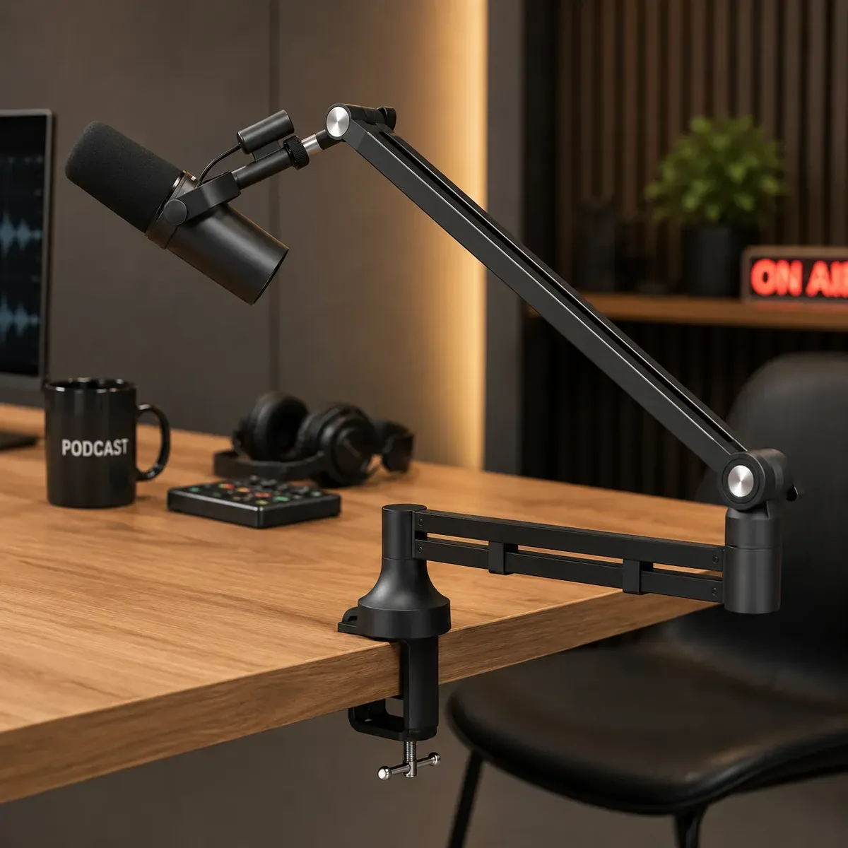 Braço Articulado Suporte Microfone Mesa Podcast Profile 360° Preto - 1