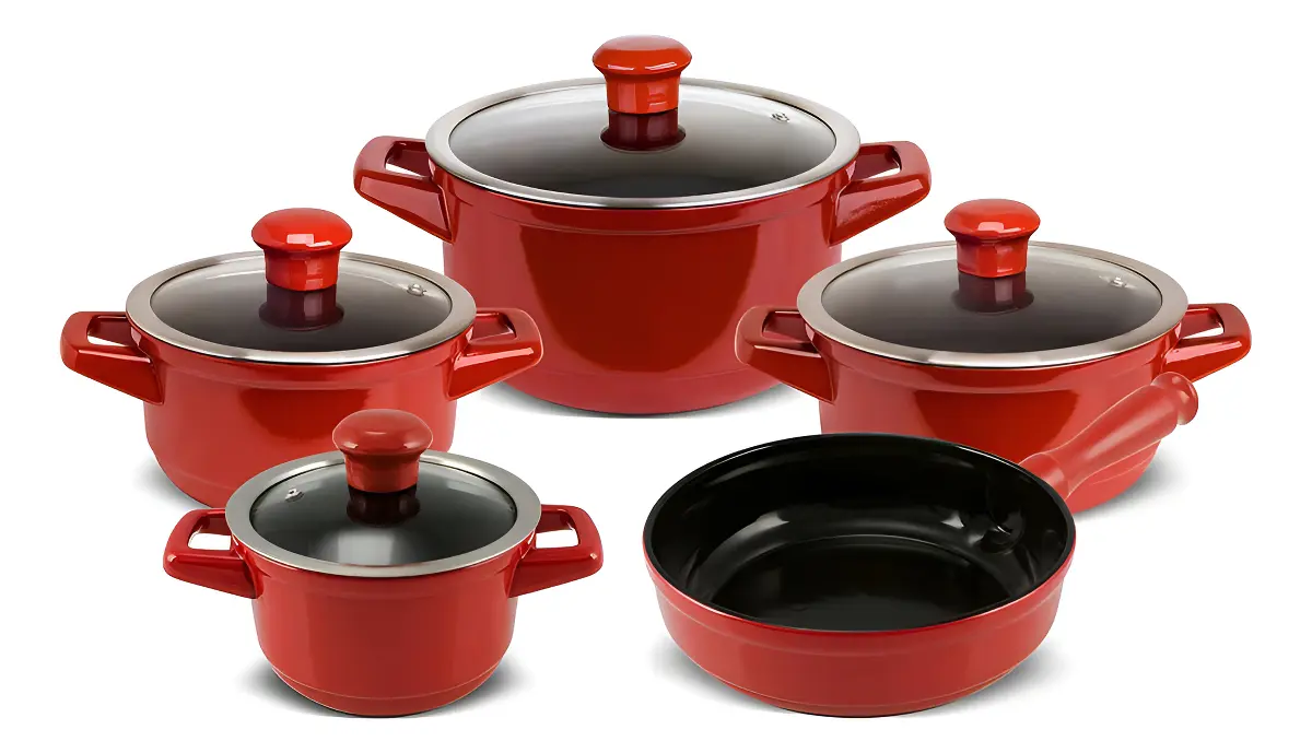Conjunto Panelas Ceramica Duo Smart 5 Pcs Pomodoro Ceraflame Vermelho - 1