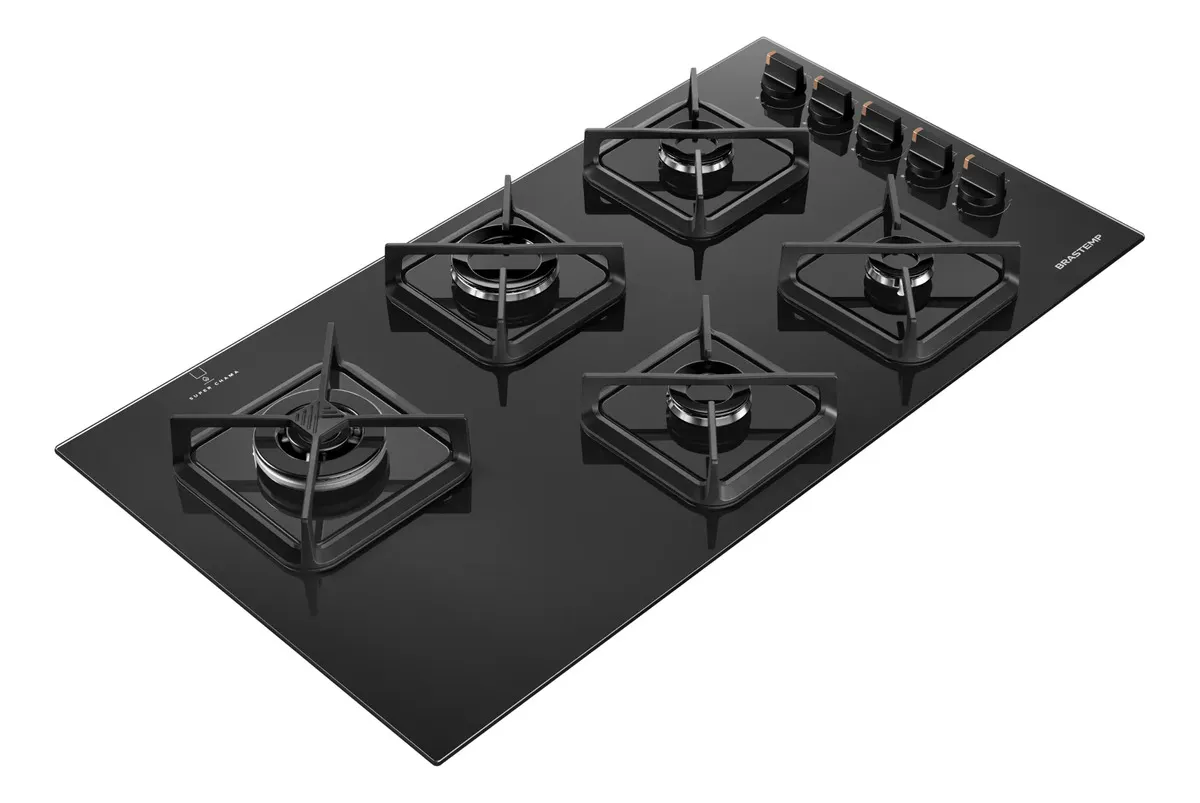 Cooktop 5 Bocas A Gas Brastemp Com Grades De Ferro Aramado E Preto 127/220v - 1