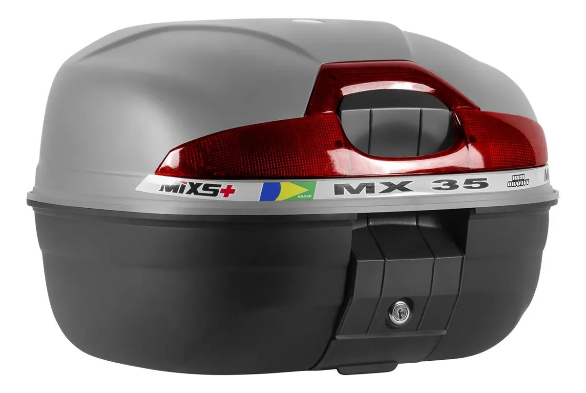 Baú Moto 35 Litros Mixs Mx35 Plástico Chave Suporte + Ofer - 1