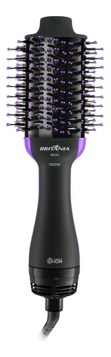 Escova Secadora Britania 4 Em 1 Nanoceramica 1300w Bes35 Bivolt Preto 127/220v - 1