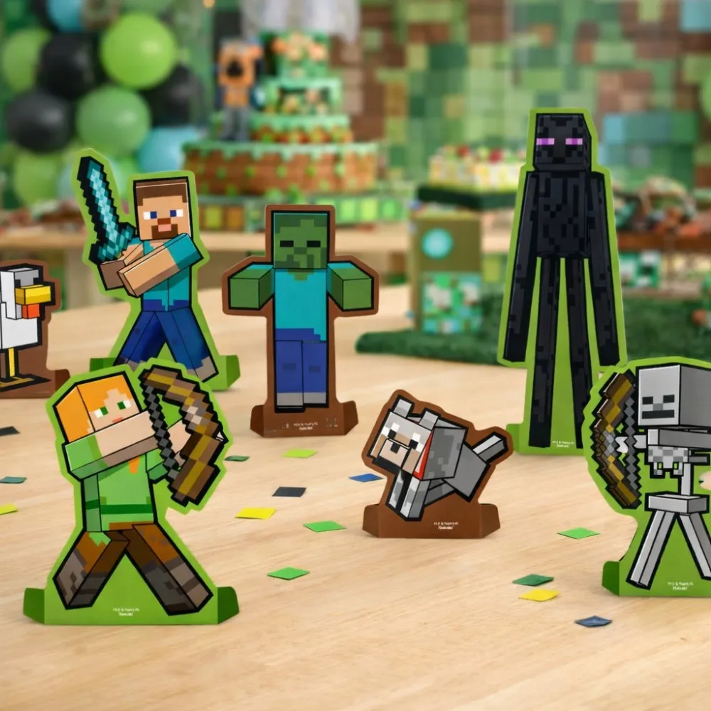 Decoração De Mesa Minecraft 8 Uni - Festcolor Minecraft - 1