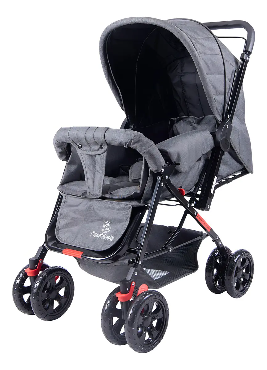 Carrinho De Bebê Passeio Reclinável Reversível 0 A 36 Meses Cinza Preto - 1