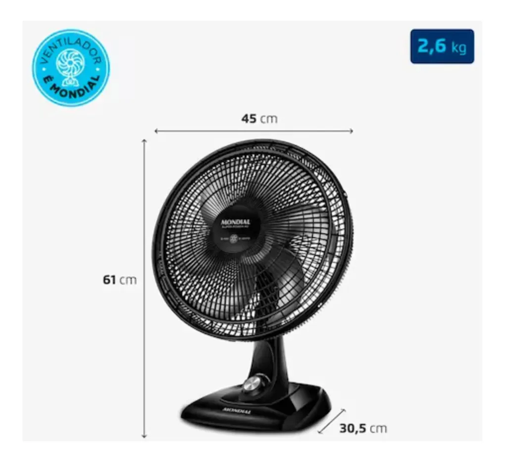 Ventilador de Mesa 40cm Mondial 6p - 4