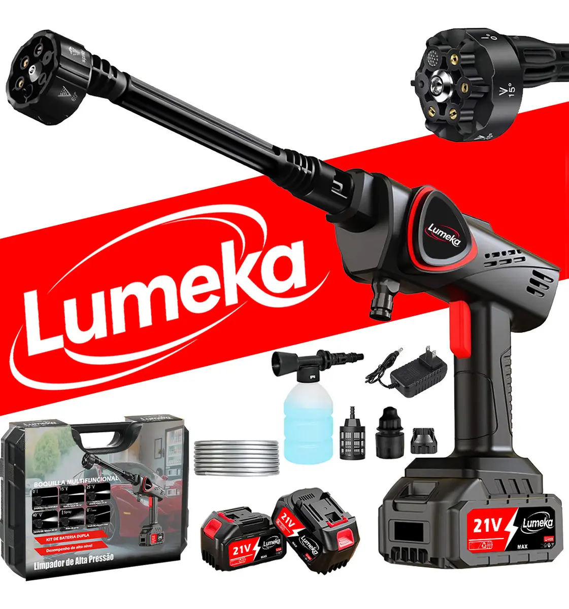 Lavadora de Alta Pressão Portátil LUMEKA XCQ-011 Bateria 21V - 1
