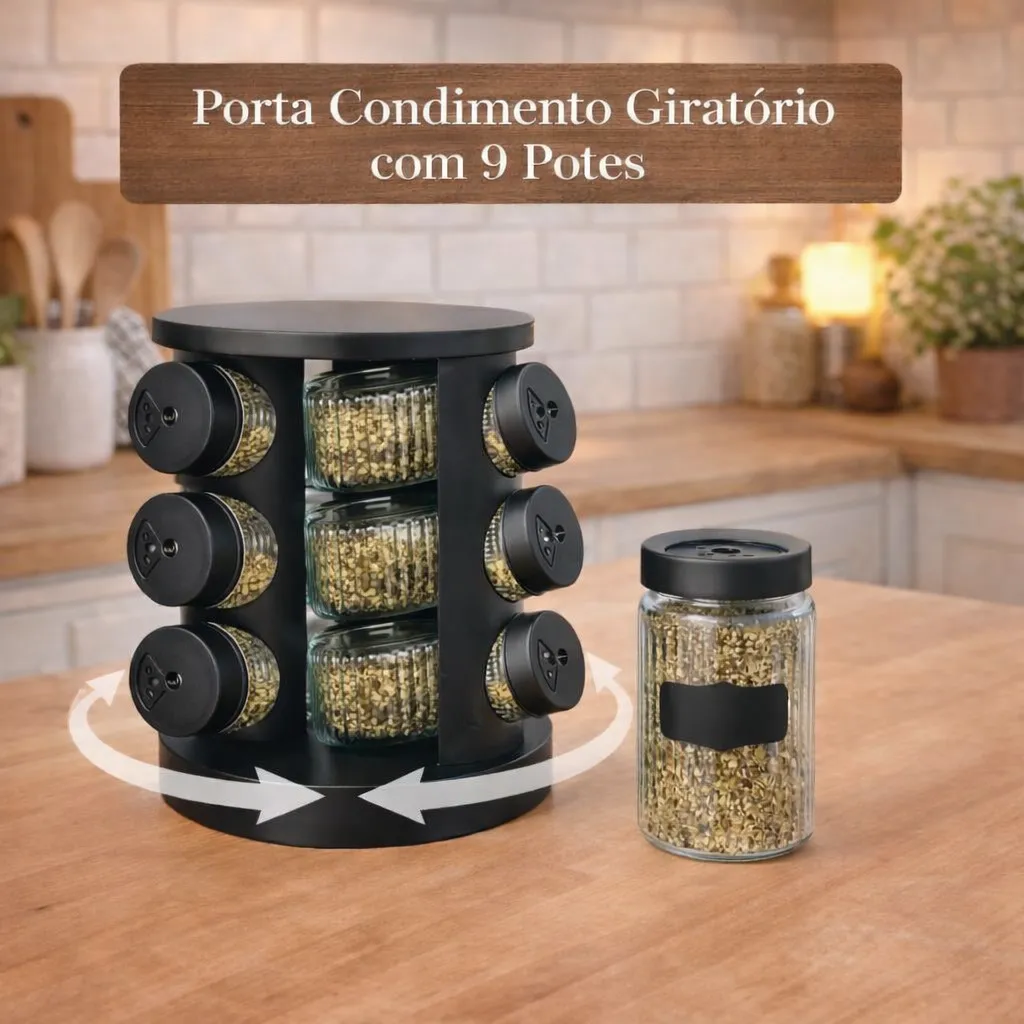 Porta Temperos 9 Potes - 1