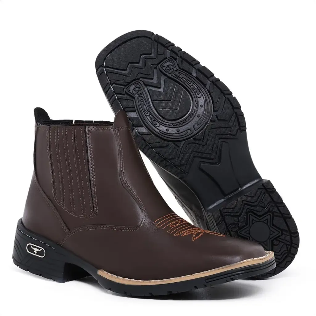 Bota Botina Masculina Texana Bordada Florão Contry Rodeio n37 - 1