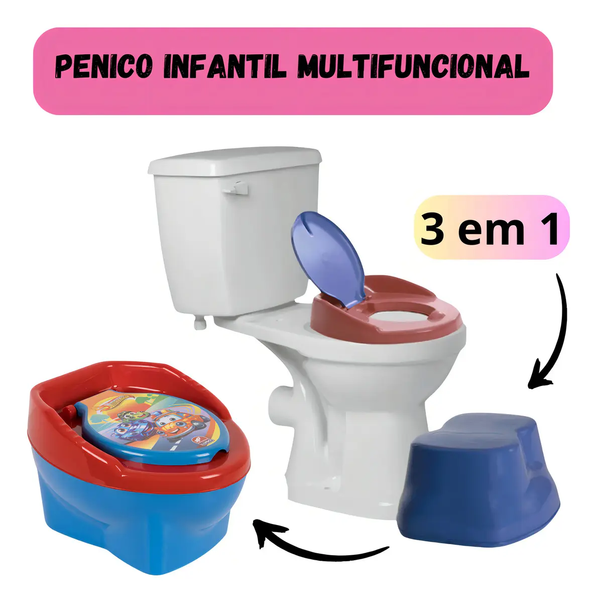 Troninho Penico Privadinha Desfralde Assento Redutor De Vaso Sanitário Infantil Vermelho - 1