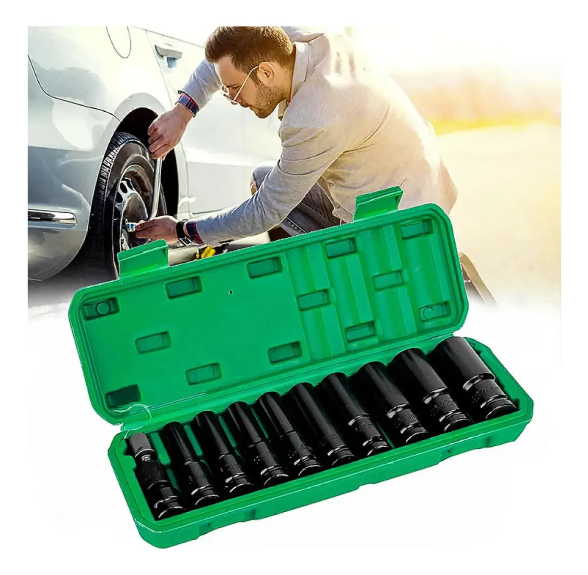 Kit 10 Soquetes De Impacto Longos 1/2 Pol (10 A 24mm) - 1