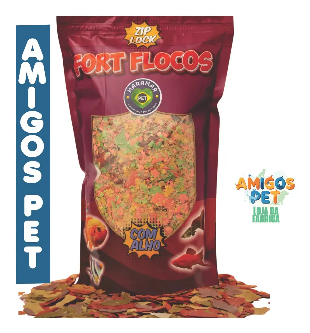 Ração Para Peixe Fort Flocos 250g Maramar alimento completo - 1