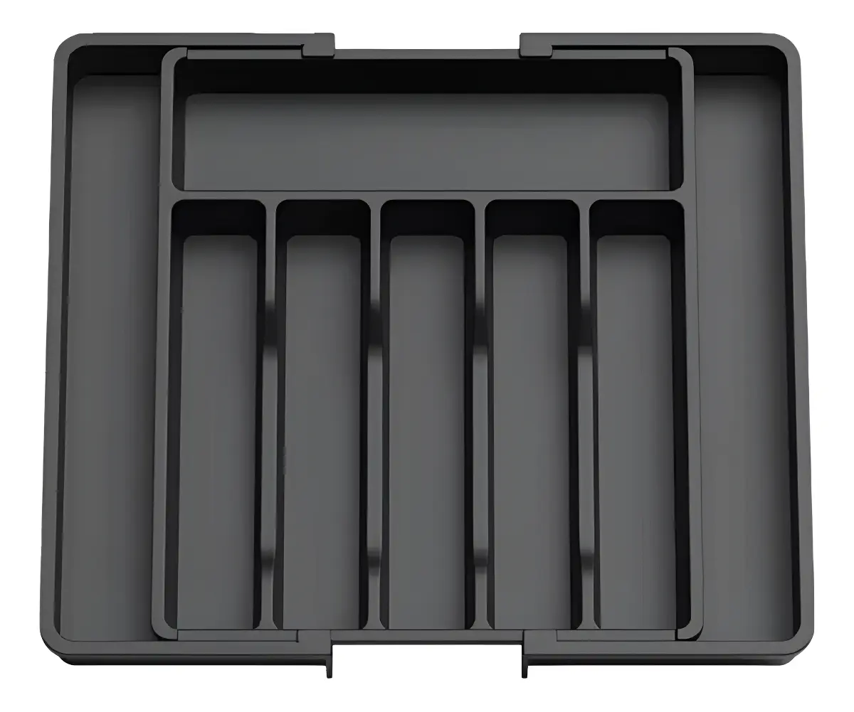 Organizador Gaveta Porta Talheres 8 Compartimentos Extensor Preto - 1