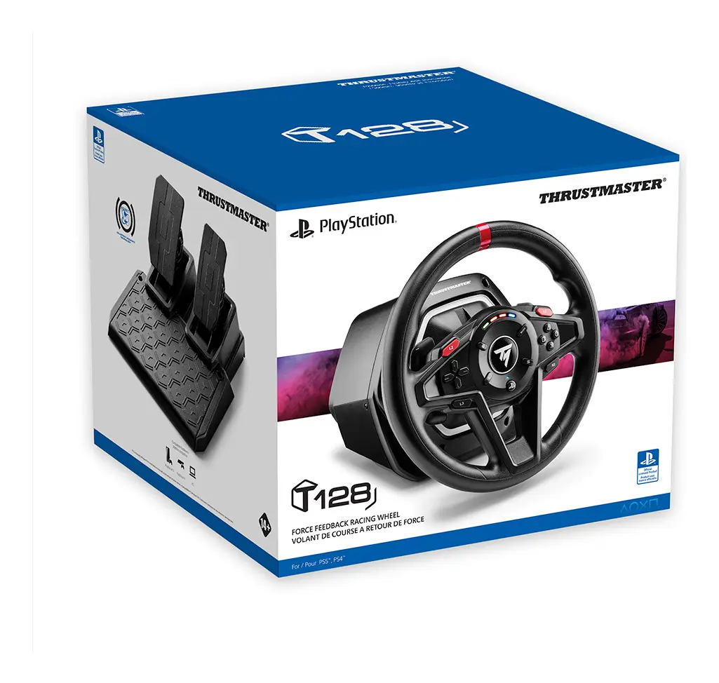 Volante Thrustmaster T128 2nm Force Feedback Speed Leds Pedal T2tm Magnéticos Ps/pc Preto - 1