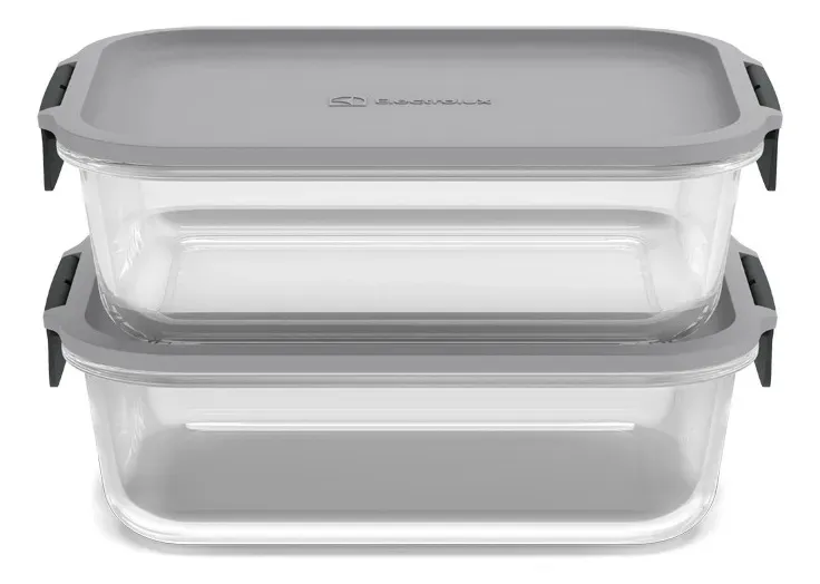 Electrolux Kit 2 Potes Hermeticos De Vidro Cinza, 3l, Safelock, Empilhavel E Modular - 1