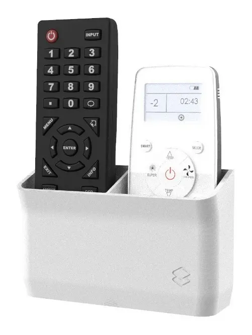 Suporte Porta 2 Controles Remoto De Parede Ar Tv Ventilador Cor Branco - 1