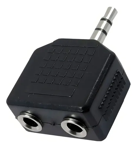 Plug Adaptador Duplicador P2 Para 2 Fones Niquel Preto - 1