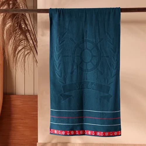 Toalha De Praia Banhão 100% Algodão Beach Appel Home Cor azul - 1