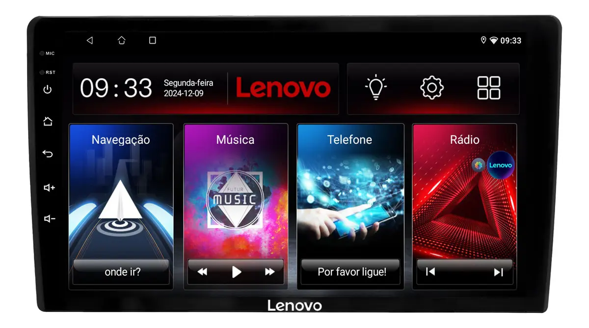 Multimídia Universal Lenovo Quadcore 2+64gb Android Qled 9p Cor Preto - 1