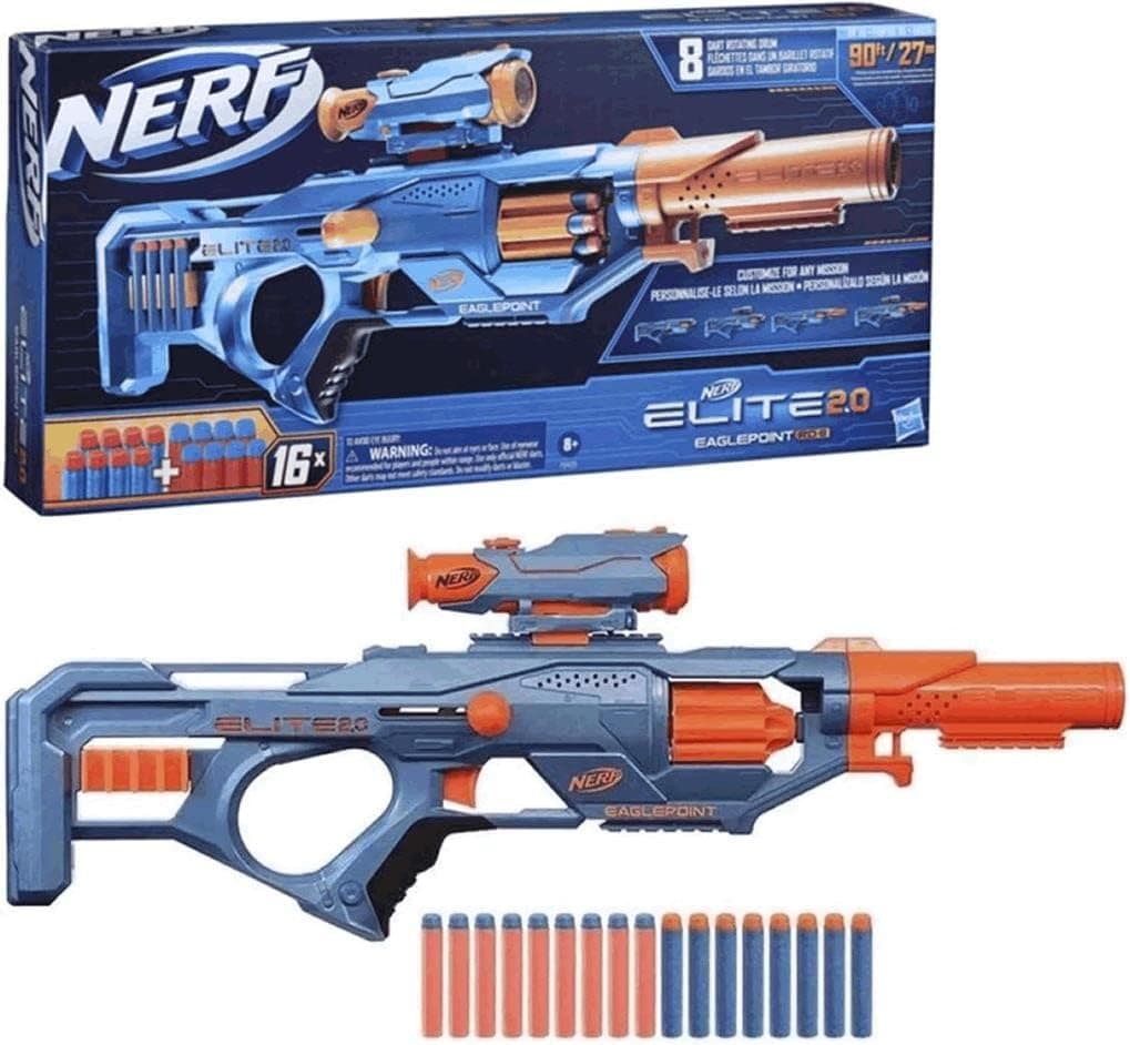 Nerf, Lançador de Dardos, Elite 2.0, Eagle Point RD-8 - Mira Removível, Tubo Frontal, Inclui 16 Dardos - A partir de 8 A - 1