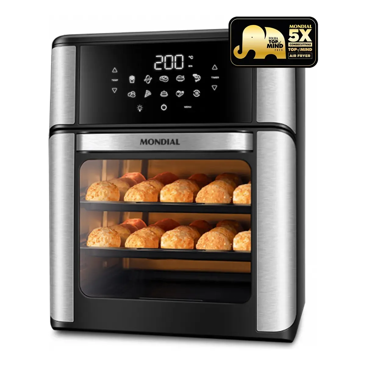MONDIAL Fritadeira Air Fryer Forno Oven 12L, Preto/Inox, 2000W, 110V - AFON-12L-BI - 1