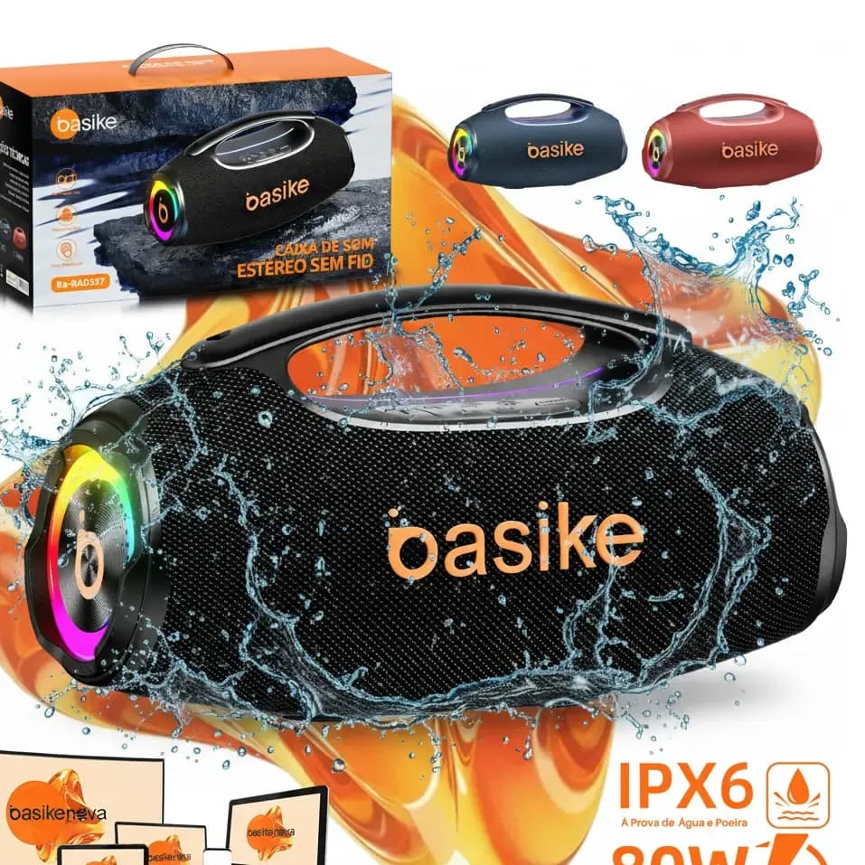 Caixa De Som Basike Ba-rad207 80w Bluetooth, Com Graves E Agudos Ajustáveis Preto 127/220v - 1