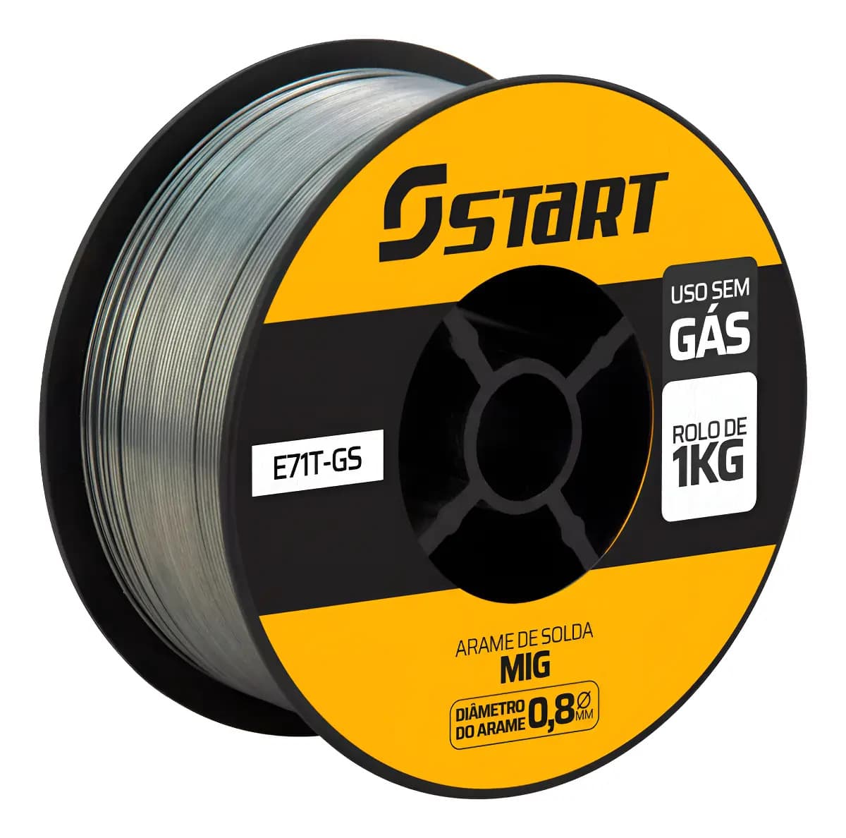 Arame Para Solda Mig De 0,8mm Rolo Com 1kg Sem Gás E71t-gs Start Preto - 1