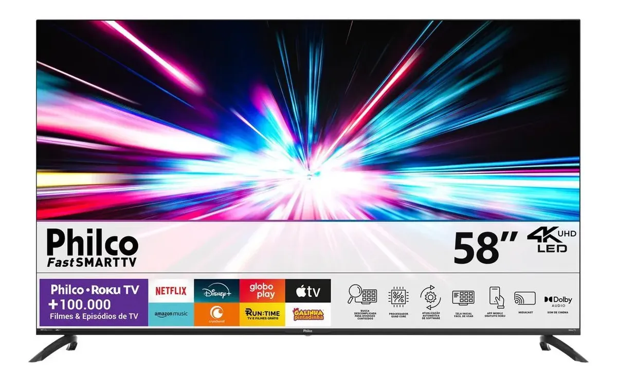 Smart Tv Philco 58 P58vik 4k Uhd Led Roku Dolby Audio Wi-fi Hdr10 110/220v - 1