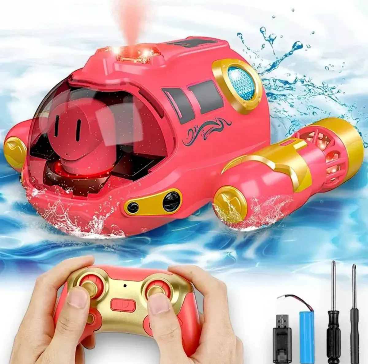 Submarino Controle Remoto Recarregável Brinquedo Barco Águ - 1