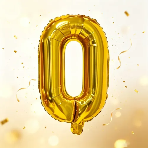 Balão Número ´´0`` Dourado 40cm Festa Aniversário - 1