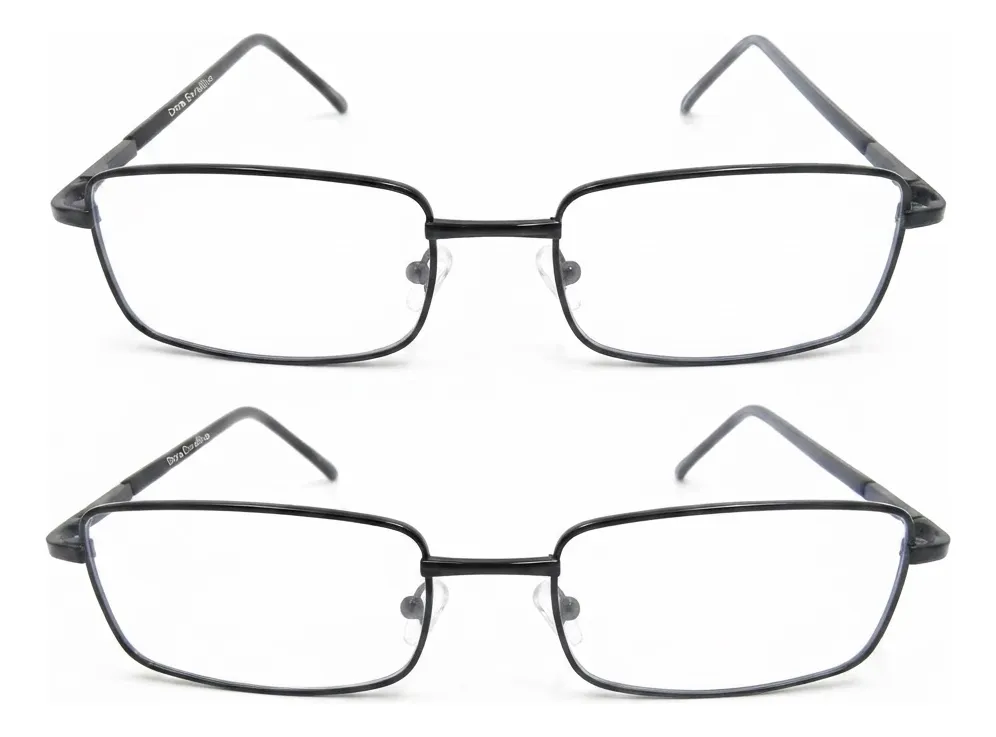 Kit Com 02 Óculos De Grau +1.00 Para Leitura Em Metal Grafite + Limpa Lentes - 1