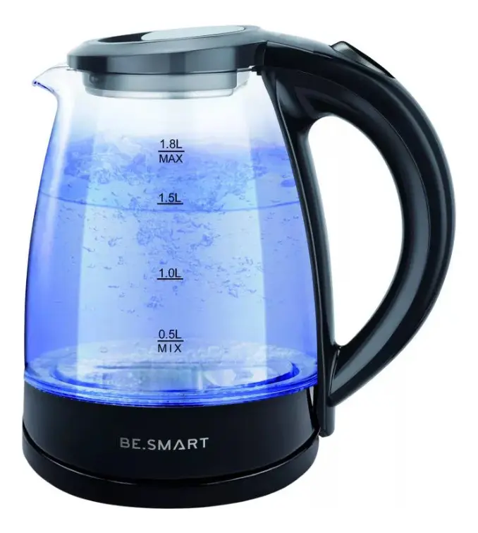 Chaleira Elétrica Jarra de Vidro Be.Smart 1,8l 1000w 360° Cor Preto - 1