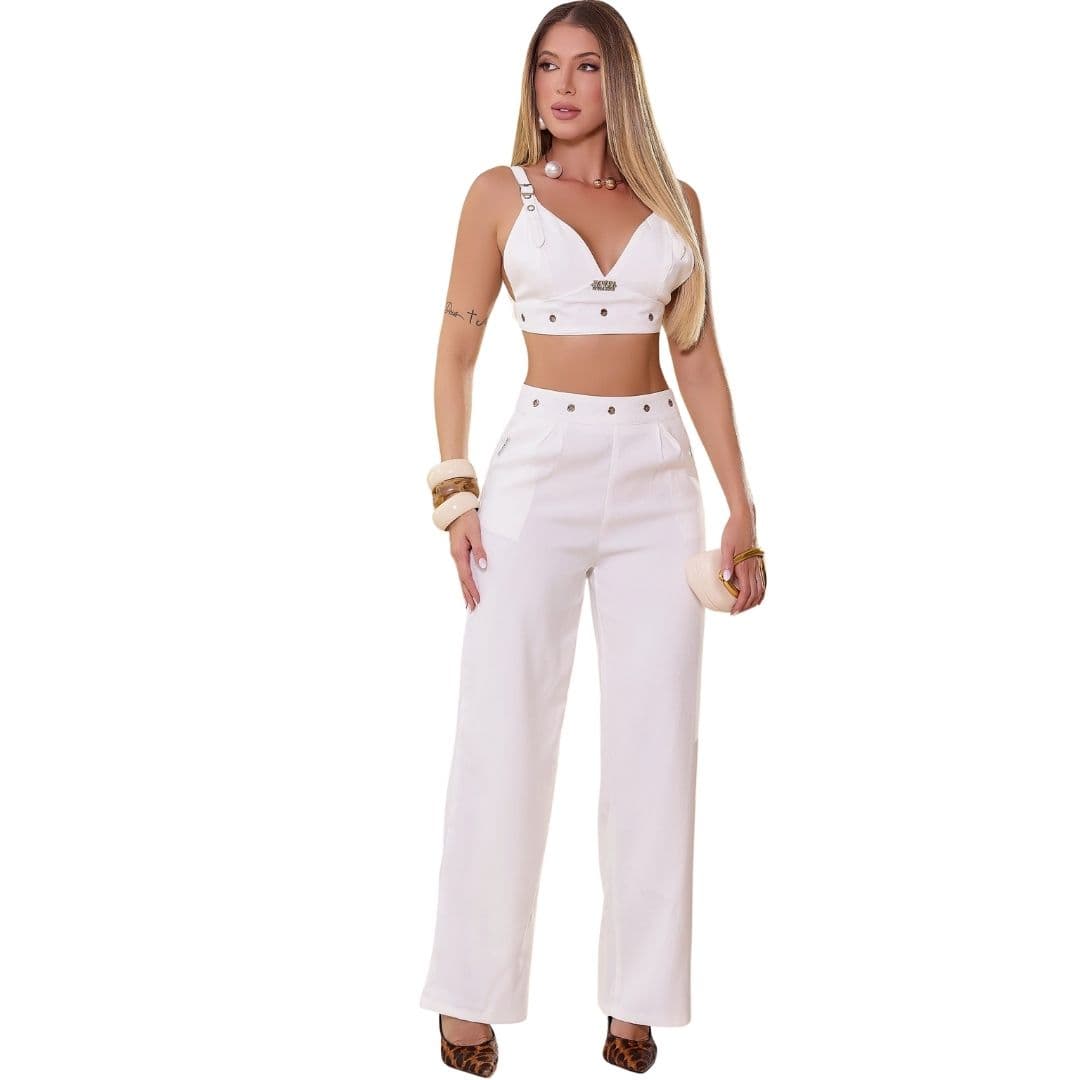 Conjunto Feminino Alfaiataria Emporio Pit Bull BRANCO TAM M - 1
