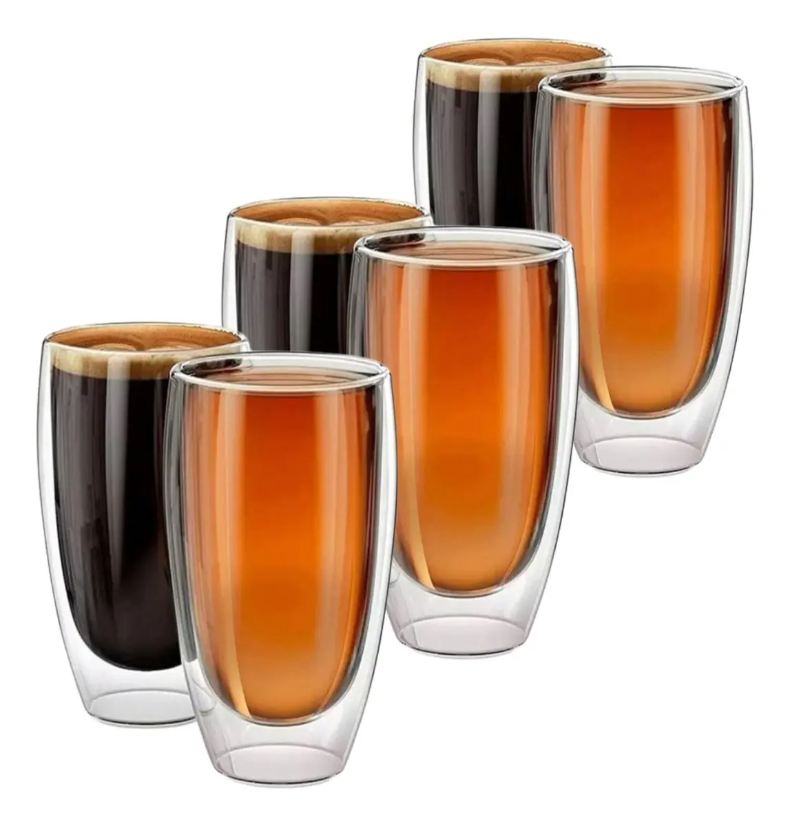 KIT COM 6 Copos Vidro Duplo 450ml - 1