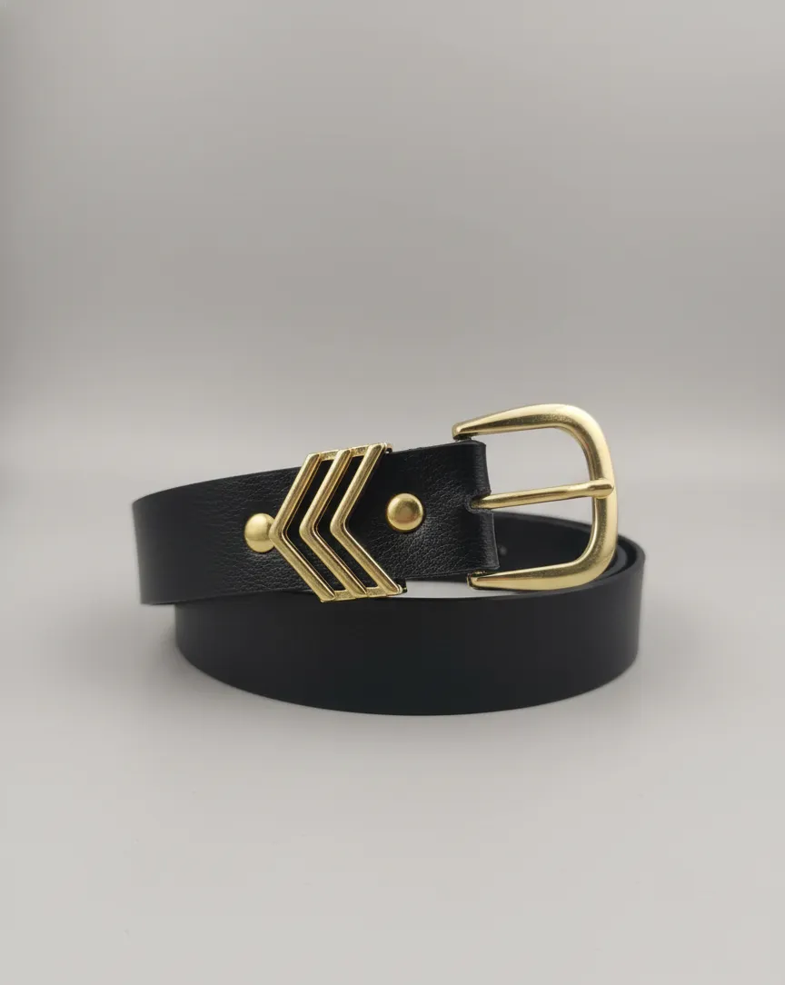 Cinto Feminino PRETO Fivela Dourada Ajustável - 1