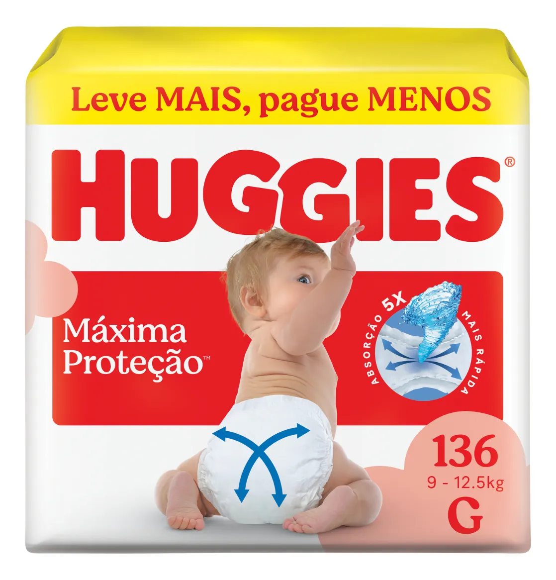 Huggies Fralda Descartável Máxima Proteção G - 136 Un - 1
