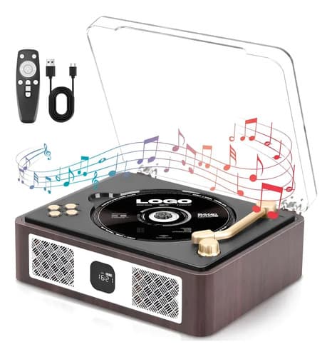 Leitor De Cd Bluetooth Portátil Retro Suporta Cd/dvd/usb/mp3 Marrom 5v - 1